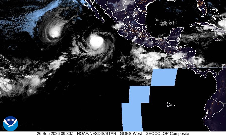 A satellite image of SOUTH OF BAJA CALIFORNIA SUR — CATEGORY 5 POLO, LANDFALL FORECAST MONDAY, from NOAA/NESDIS/STAR, .