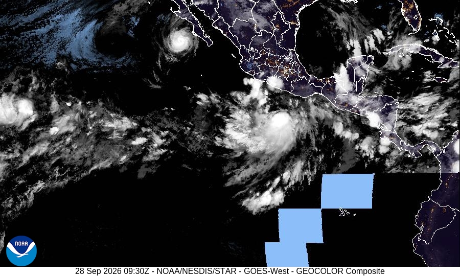 A satellite image of BAJA CALIFORNIA SUR — HURRICANE POLO COMES ASHORE THIS EVENING, from NOAA/NESDIS/STAR, .